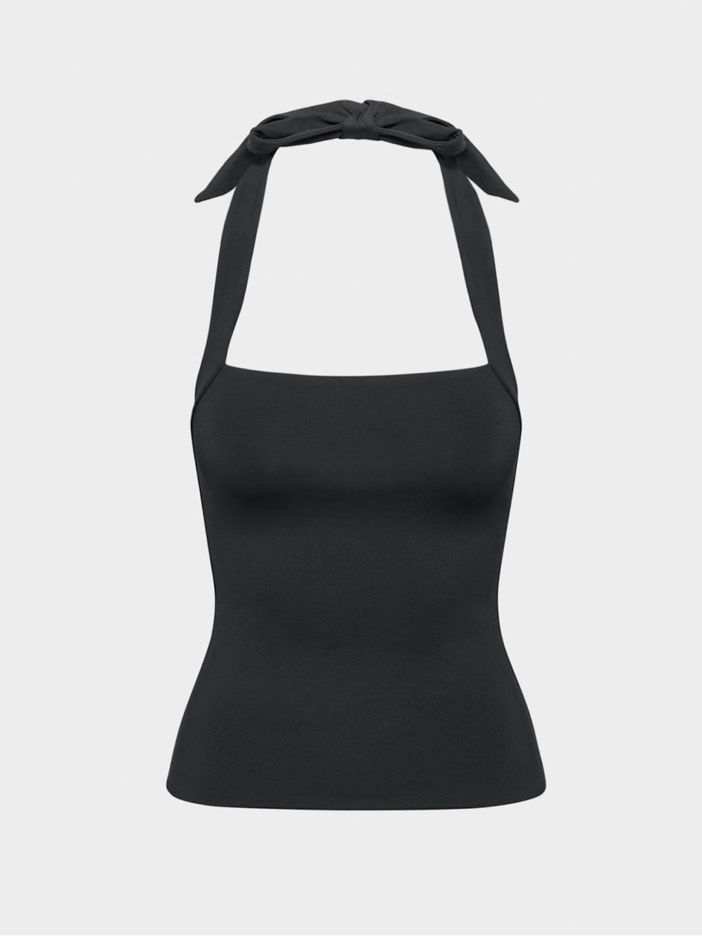 Aritzia Black Halter Tank Top with Tie Neck